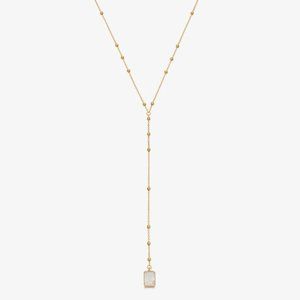 Lena 18ct Yellow Gold-vermeil And Rainbow Moonstone Lariat Necklace